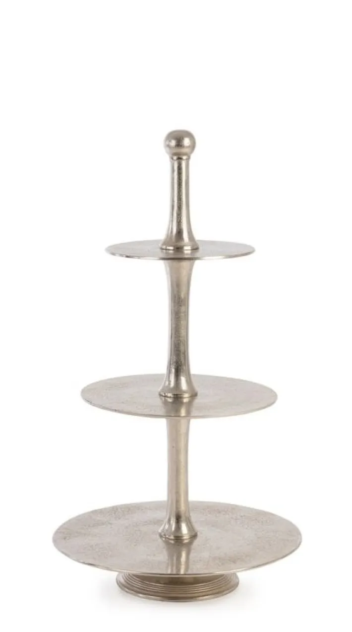 Bizzotto Vassoi E Centro Tavola>ALZATA 3P DECORATIVA MALLET ARGENTO H82