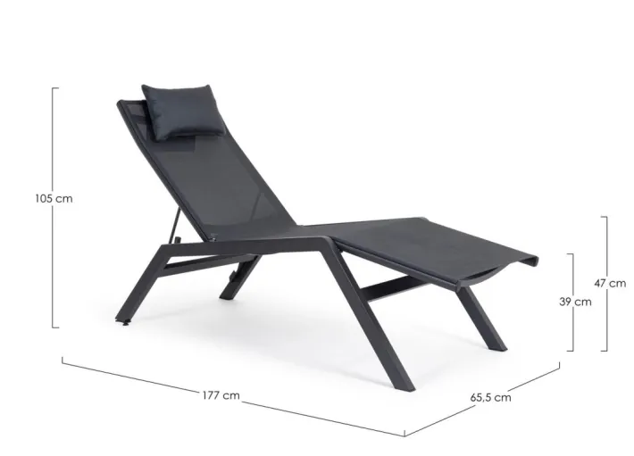 Bizzotto Lettini, Sdraio E Chaise Longue>CHAISE LONGUE IN ALLUMINIO ANTRACITE JX55 - KRION