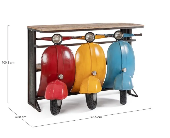 Bizzotto Carrelli Ed Espositori>CONSOLLE BAR TRIS VESPA COLOR