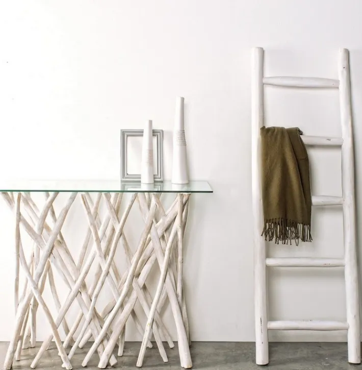 Bizzotto Consolle>CONSOLLE IN TEAK CON RIPIANO IN VETRO - SAHEL