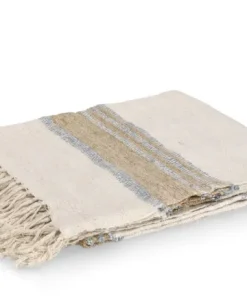 Bizzotto Coperte>COPERTA KOTRI CREMA NATURALE BLU 130X170