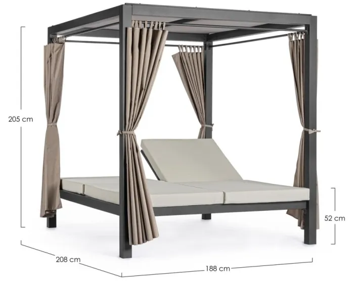 Bizzotto Daybed>DAYBED IN ALLUMINIO ANTRACITE - DREAM