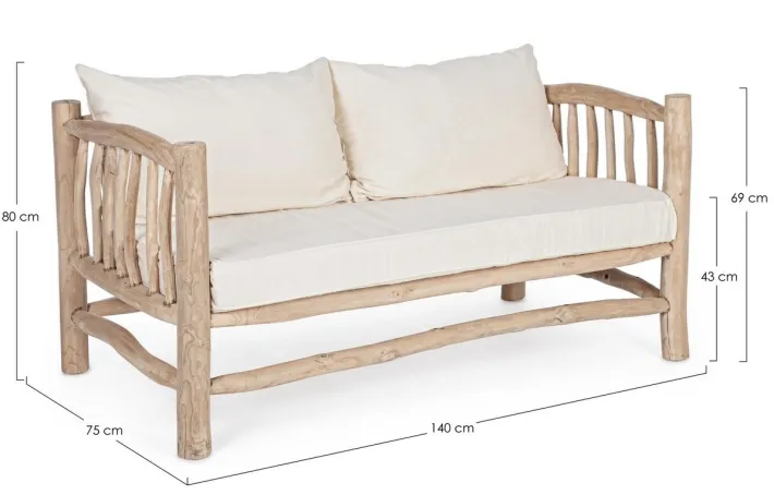 Bizzotto Divani>DIVANO CON CUSCINO IN TEAK - SAHEL