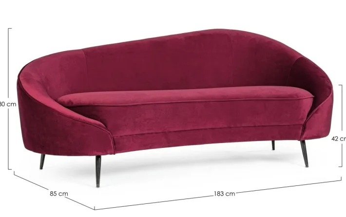 Bizzotto Divani>DIVANO IN VELLUTO COLOR WINE - SERAPHIN