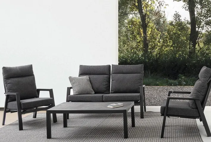 Bizzotto Divani>DIVANO RECLINABILE IN ALLUMINIO ANTRACITE JX55 - KLEDI