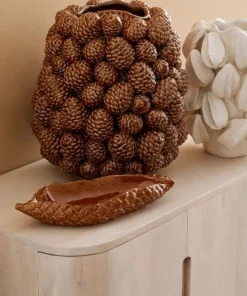 Bizzotto Coprivasi>FOGLIA DECORATIVA PIGNA MARRONE 34X12,5