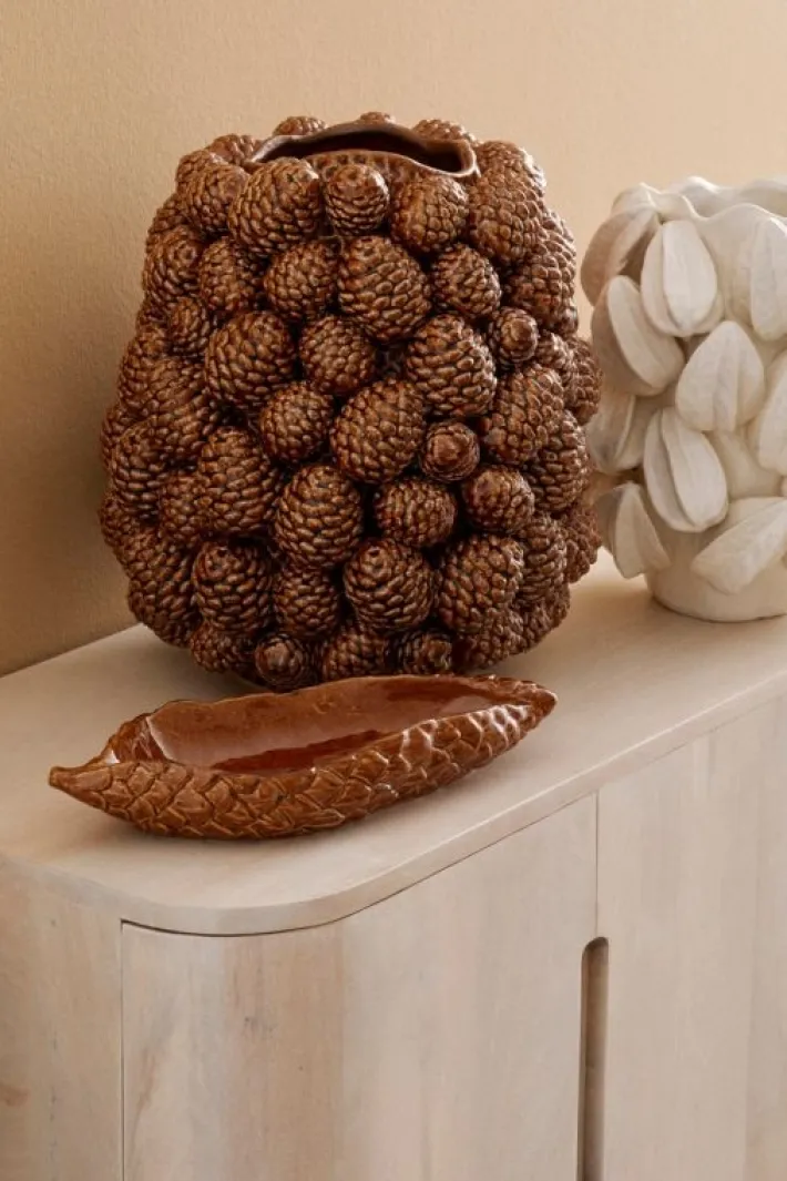 Bizzotto Coprivasi>FOGLIA DECORATIVA PIGNA MARRONE 34X12,5