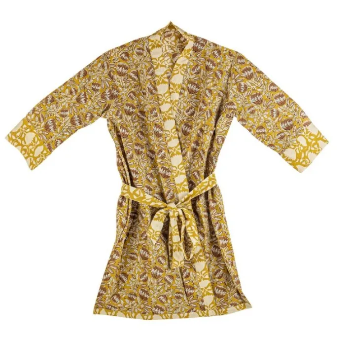 Bizzotto Accessori In Tessuto>KIMONO CHAMBERY OCRA C-FIORE ROSSO