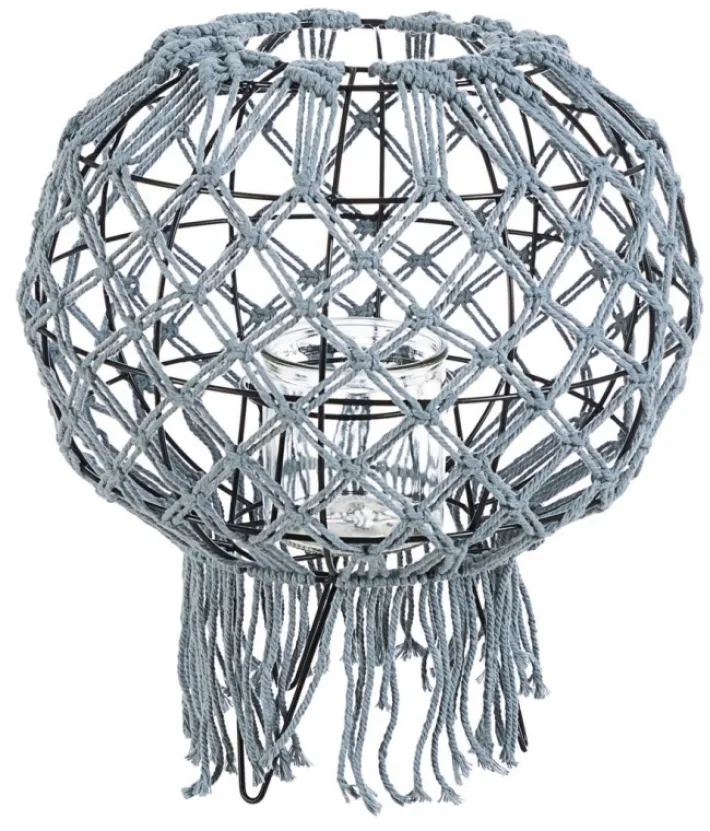 Bizzotto Lanterne>LANTERNA MACRAME GRIGIO H38