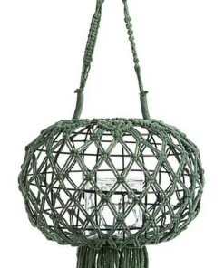 Bizzotto Lanterne>LANTERNA SOSPESA MACRAME VERDE H70