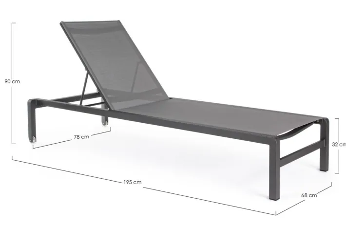 Bizzotto Lettini, Sdraio E Chaise Longue>LETTINO CON RUOTE IN ALLUMINIO IMPILABILE ANTRACITE - KONNOR