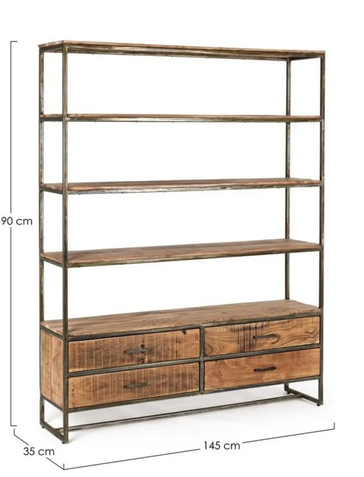 Bizzotto Librerie>LIBRERIA IN LEGNO 4 CASSETTI - ELMER