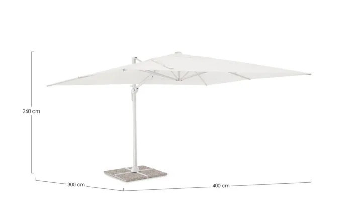 Bizzotto Ombrelloni>OMBRELLONE BRACCIO VEGA 3X4 BIANCO