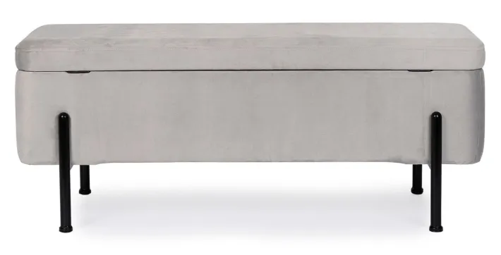 Bizzotto Panchette>PANCA CONTENITORE IN VELLUTO GRIGIO CHIARO - IRINA