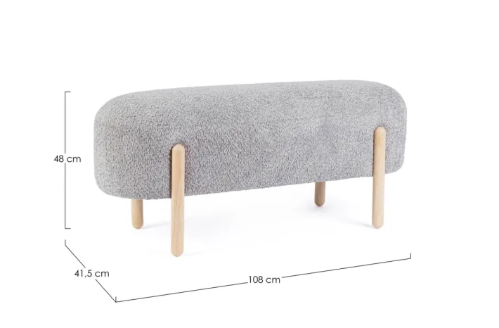 Bizzotto Panche>PANCA EFFETTO BOUCLE' GRIGIO CHIARO - DAYLA