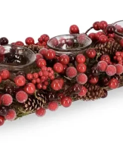 Bizzotto Vasi E Portacandele Natalizi>P.CANDELA 3P ELINOR RETT BACCA ROSSO