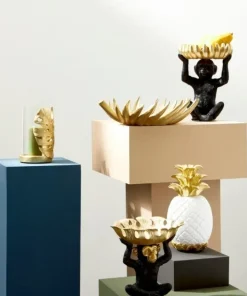 Bizzotto Portacandele>P.CANDELA PALONG FOGLIA MONSTERA ORO H23