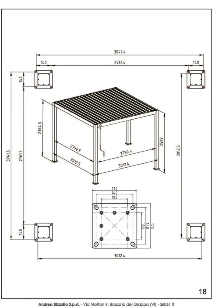 Bizzotto Pergole E Gazebo>PERGOLA OCEAN 3X3 ANTRACITE