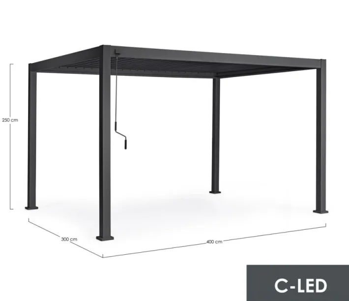 Bizzotto Pergole E Gazebo>PERGOLA OCEAN 3X4 ANTRACITE C-LED