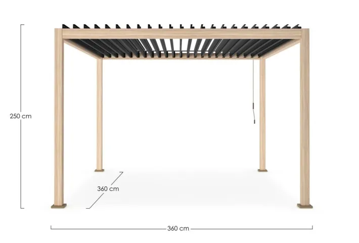 Bizzotto Pergole E Gazebo>PERGOLA OCEAN 3.6X3.6 NATURAL-ANTRACITE