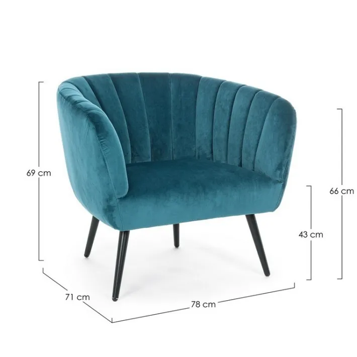 Bizzotto Poltrone E Chaise Longue>POLTRONA BLU PAVONE - AVRIL