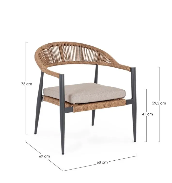 Bizzotto Poltrone>POLTRONA C-BR C-C JANDIA ANTRAC/NATURAL