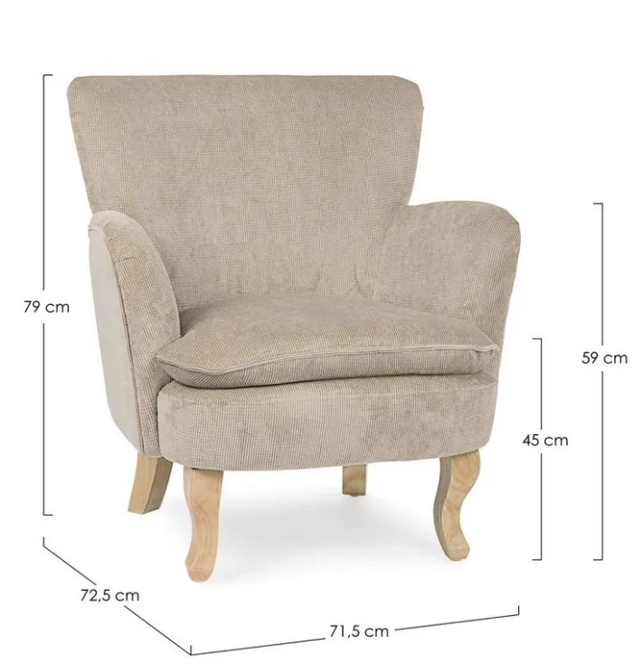 Bizzotto Poltrone E Chaise Longue>POLTRONA COLOR TORTORA - CHENILLE