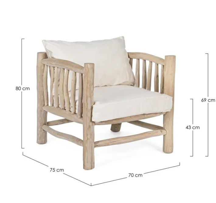 Bizzotto Poltrone E Chaise Longue>POLTRONA CON CUSCINO IN TEAK - SAHEL