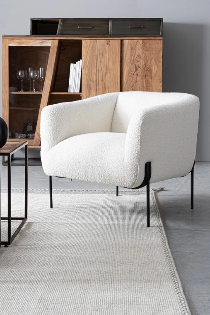 Bizzotto Poltrone E Chaise Longue>POLTRONA EFFETTO BOUCLE' BIANCO - CLAUDINE
