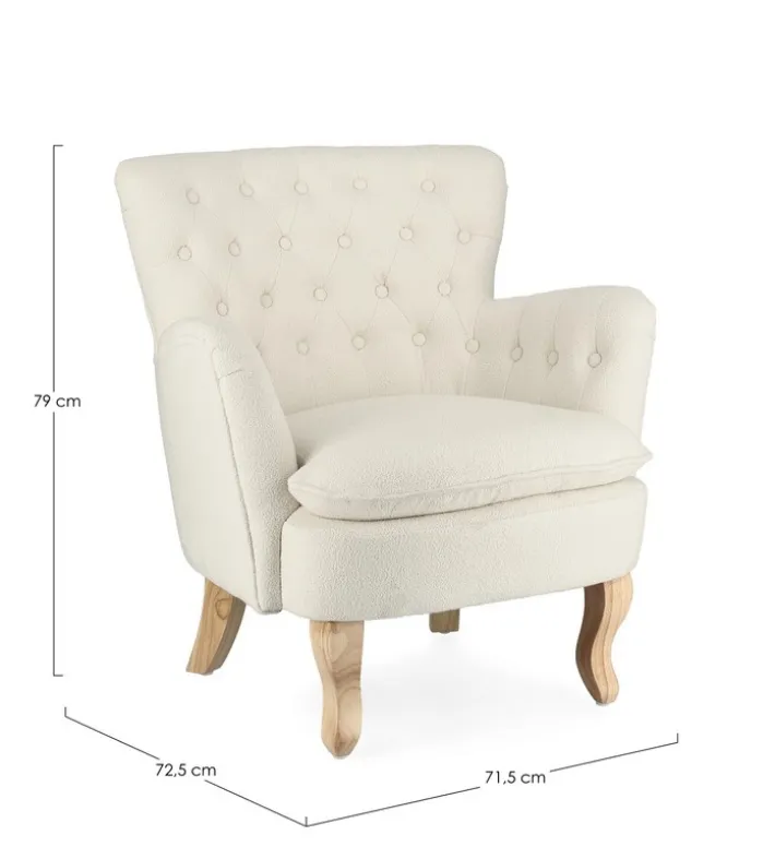 Bizzotto Poltrone E Chaise Longue>POLTRONA EFFETTO BOUCLE' PANNA - ORLINS