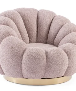 Bizzotto Poltrone E Chaise Longue>POLTRONA GIREVOLE EFFETTO BOUCLE' ROSA ANTICO - FLOREL