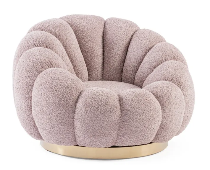 Bizzotto Poltrone E Chaise Longue>POLTRONA GIREVOLE EFFETTO BOUCLE' ROSA ANTICO - FLOREL