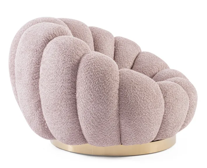 Bizzotto Poltrone E Chaise Longue>POLTRONA GIREVOLE EFFETTO BOUCLE' ROSA ANTICO - FLOREL