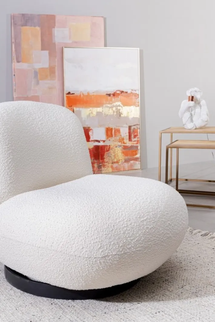 Bizzotto Poltrone E Chaise Longue>POLTRONA GIREVOLE EFFETTO BOUCLE' BIANCO - MARGOT