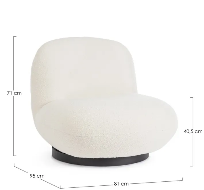 Bizzotto Poltrone E Chaise Longue>POLTRONA GIREVOLE EFFETTO BOUCLE' BIANCO - MARGOT
