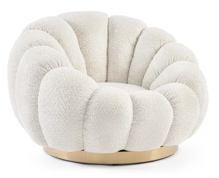 Bizzotto Poltrone E Chaise Longue>POLTRONA GIREVOLE EFFETTO BOUCLE' NATURALE - FLOREL