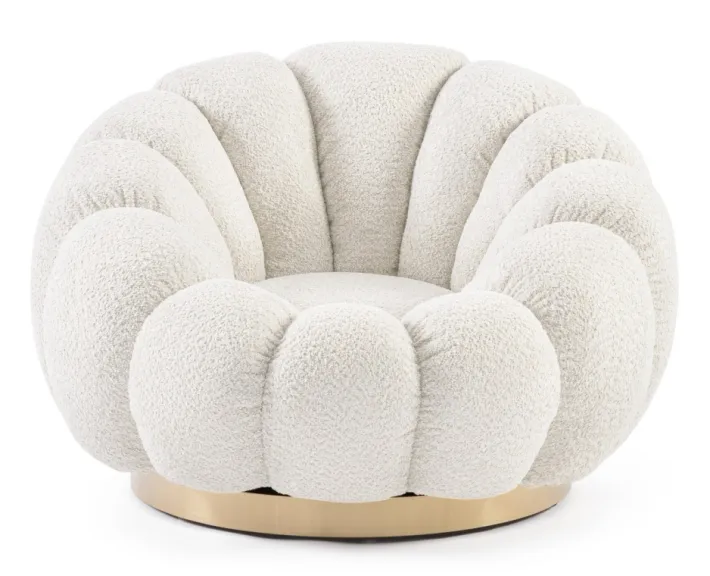 Bizzotto Poltrone E Chaise Longue>POLTRONA GIREVOLE EFFETTO BOUCLE' NATURALE - FLOREL