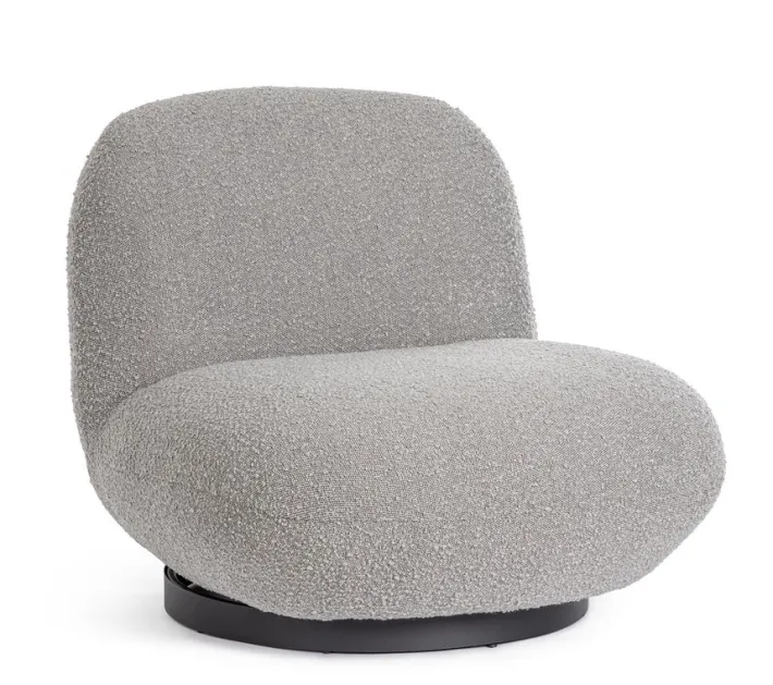 Bizzotto Poltrone E Chaise Longue>POLTRONA GIREVOLE EFFETTO BOUCLE' GRIGIO - MARGOT