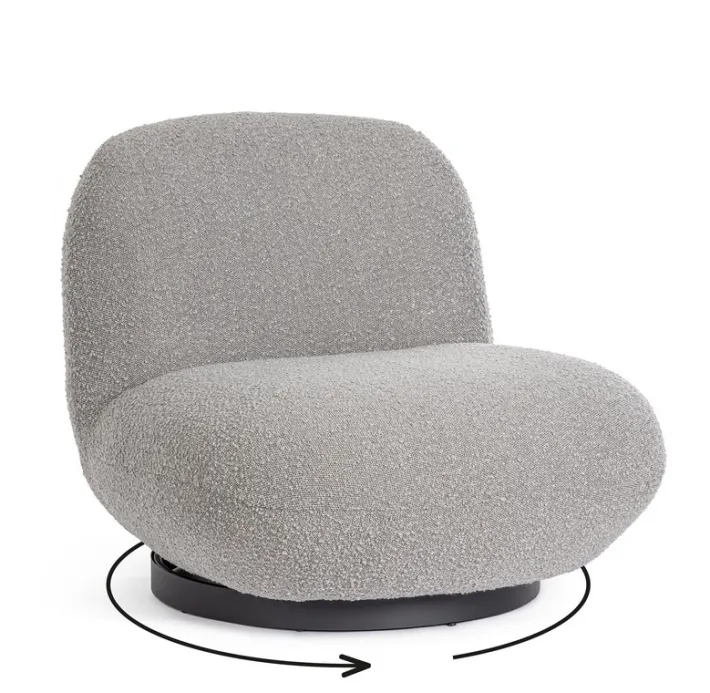 Bizzotto Poltrone E Chaise Longue>POLTRONA GIREVOLE EFFETTO BOUCLE' GRIGIO - MARGOT