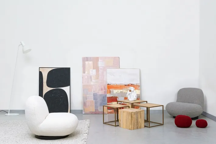Bizzotto Poltrone E Chaise Longue>POLTRONA GIREVOLE EFFETTO BOUCLE' GRIGIO - MARGOT