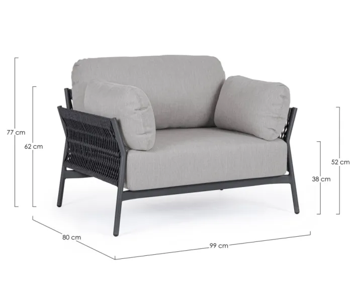 Bizzotto Poltrone>POLTRONA IN ALLUMINIO ANTRACITE QS22/GRAPHITE- PARDIS
