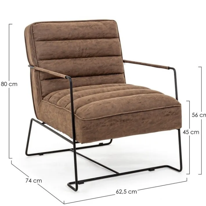 Bizzotto Poltrone E Chaise Longue>POLTRONA IN ECOPELLE MARRONE - BRIANNA