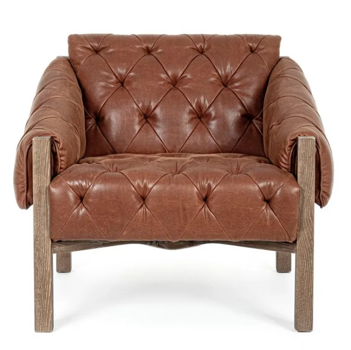 Bizzotto Poltrone E Chaise Longue>POLTRONA IN ECOPELLE MARRONE - HARRISON
