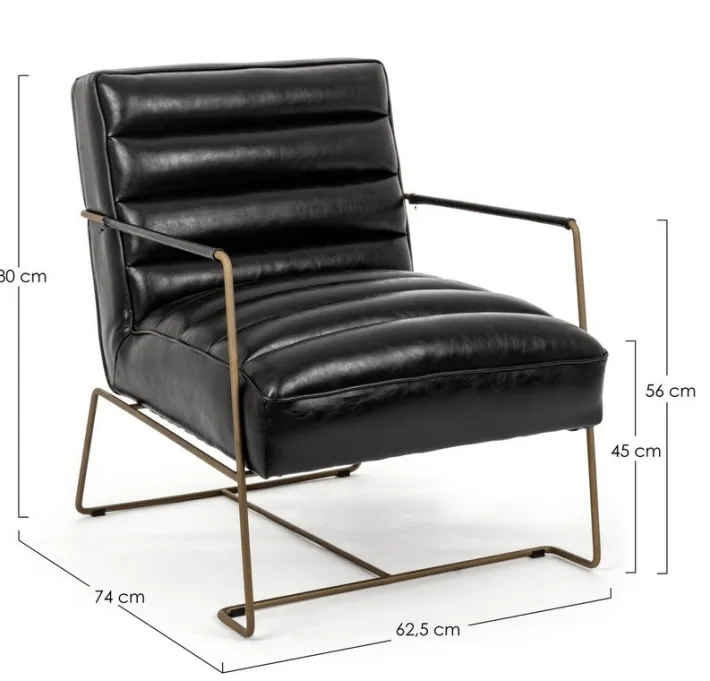 Bizzotto Poltrone E Chaise Longue>POLTRONA IN ECOPELLE NERA - BRIANNA