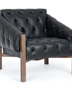 Bizzotto Poltrone E Chaise Longue>POLTRONA IN ECOPELLE NERO - HARRISON