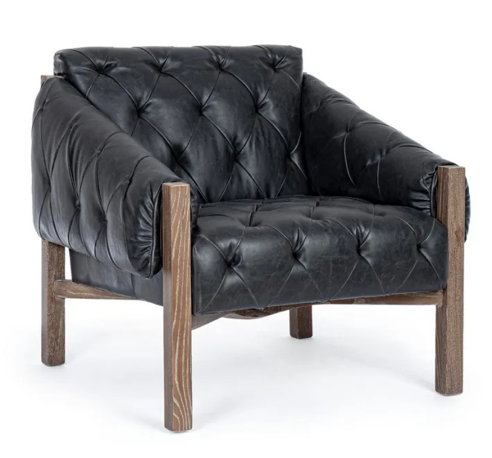 Bizzotto Poltrone E Chaise Longue>POLTRONA IN ECOPELLE NERO - HARRISON