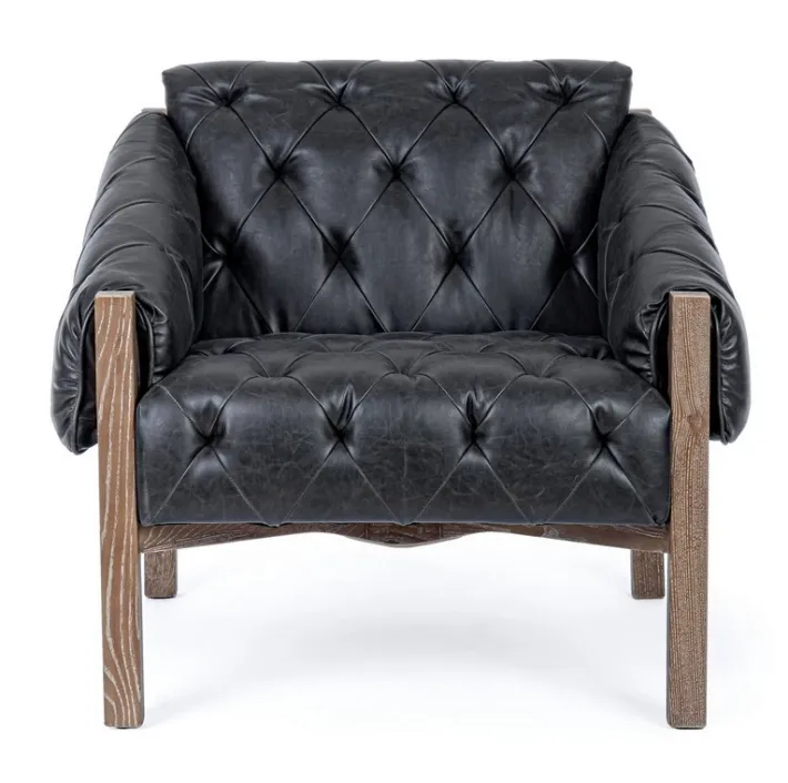 Bizzotto Poltrone E Chaise Longue>POLTRONA IN ECOPELLE NERO - HARRISON