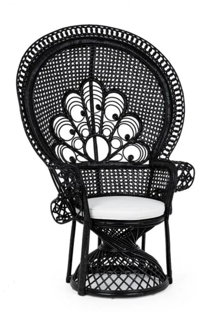 Bizzotto Poltrone E Chaise Longue>POLTRONA IN FIBRE NATURALI SFODERABILE NERO - PEACOCK