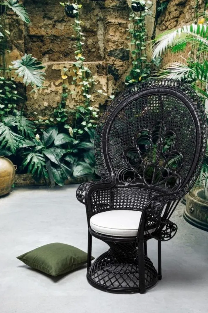 Bizzotto Poltrone E Chaise Longue>POLTRONA IN FIBRE NATURALI SFODERABILE NERO - PEACOCK