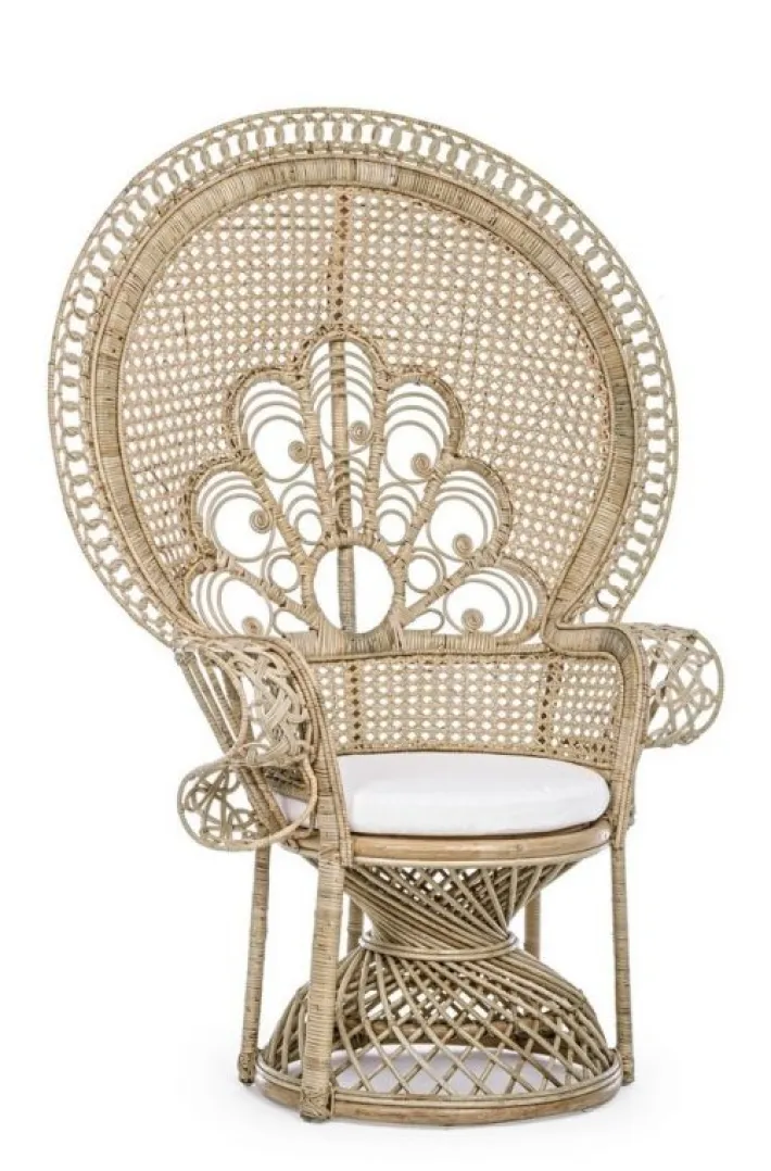 Bizzotto Poltrone E Chaise Longue>POLTRONA IN FIBRE NATURALI SFODERABILE NATURALE - PEACOCK